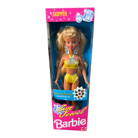 Sun Jewel Skipper 1993 Mattel Barbie #10955 Blue Eyes Blonde Hair w/ Jewels - Picture 1 of 6